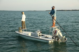 Bryan holeman and Steve Straq pole the tarpon basin late in the afternoon.